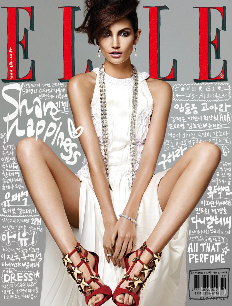 Lily Aldridge featured on the Elle Korea cover from December 2013