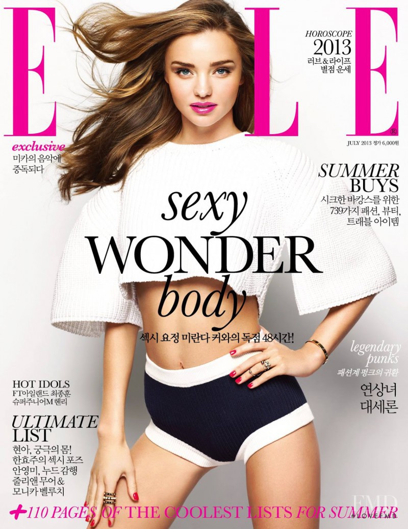 Miranda Kerr featured on the Elle Korea cover from July 2013