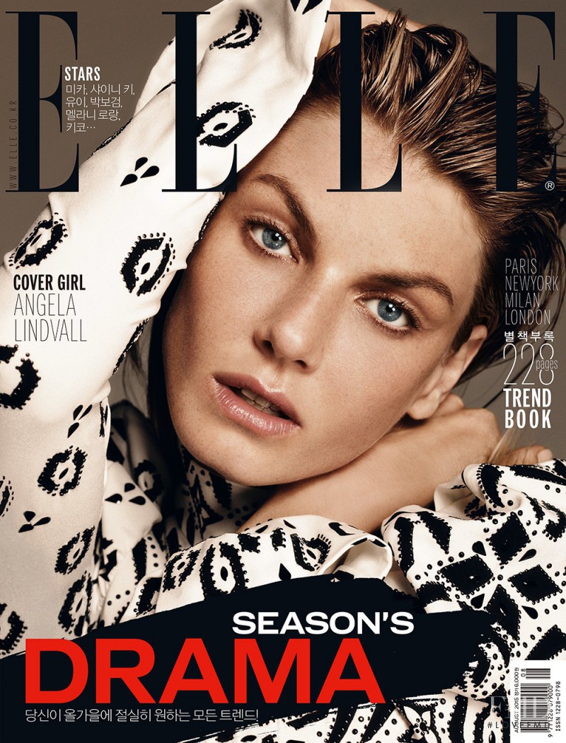 Angela Lindvall featured on the Elle Korea cover from August 2015