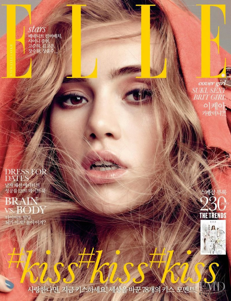 Suki Alice Waterhouse featured on the Elle Korea cover from February 2015