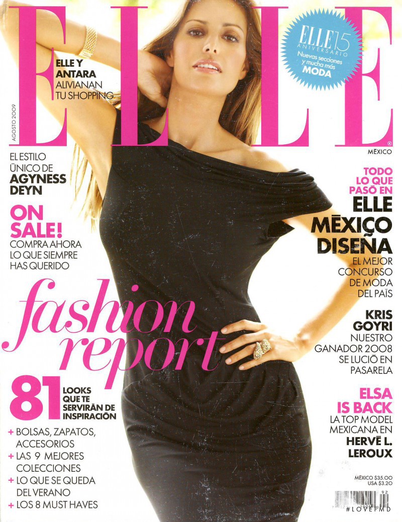 Elsa Benitez featured on the Elle Mexico cover from August 2009