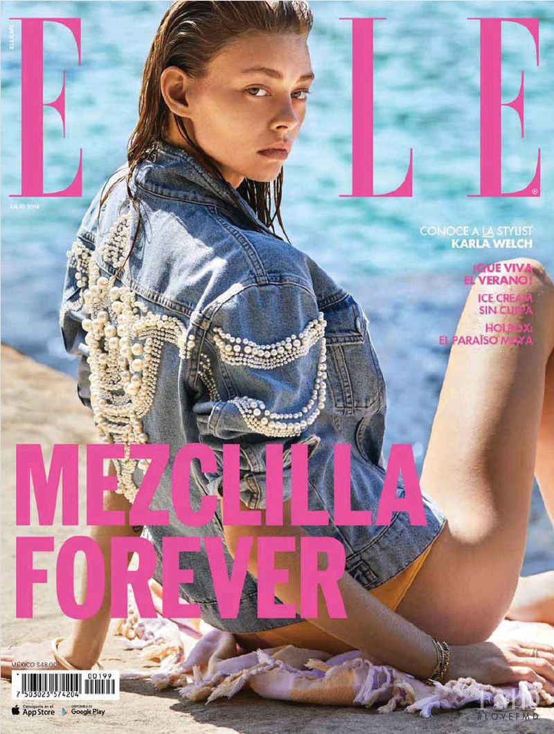 Ondria Hardin featured on the Elle Mexico cover from July 2018