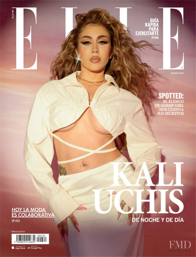 Kali Uchis featured on the Elle Mexico cover from August 2021