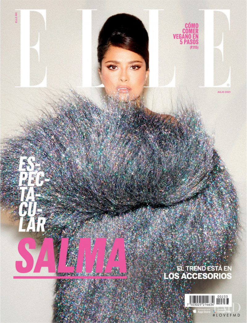 Salma Hayek featured on the Elle Mexico cover from July 2021