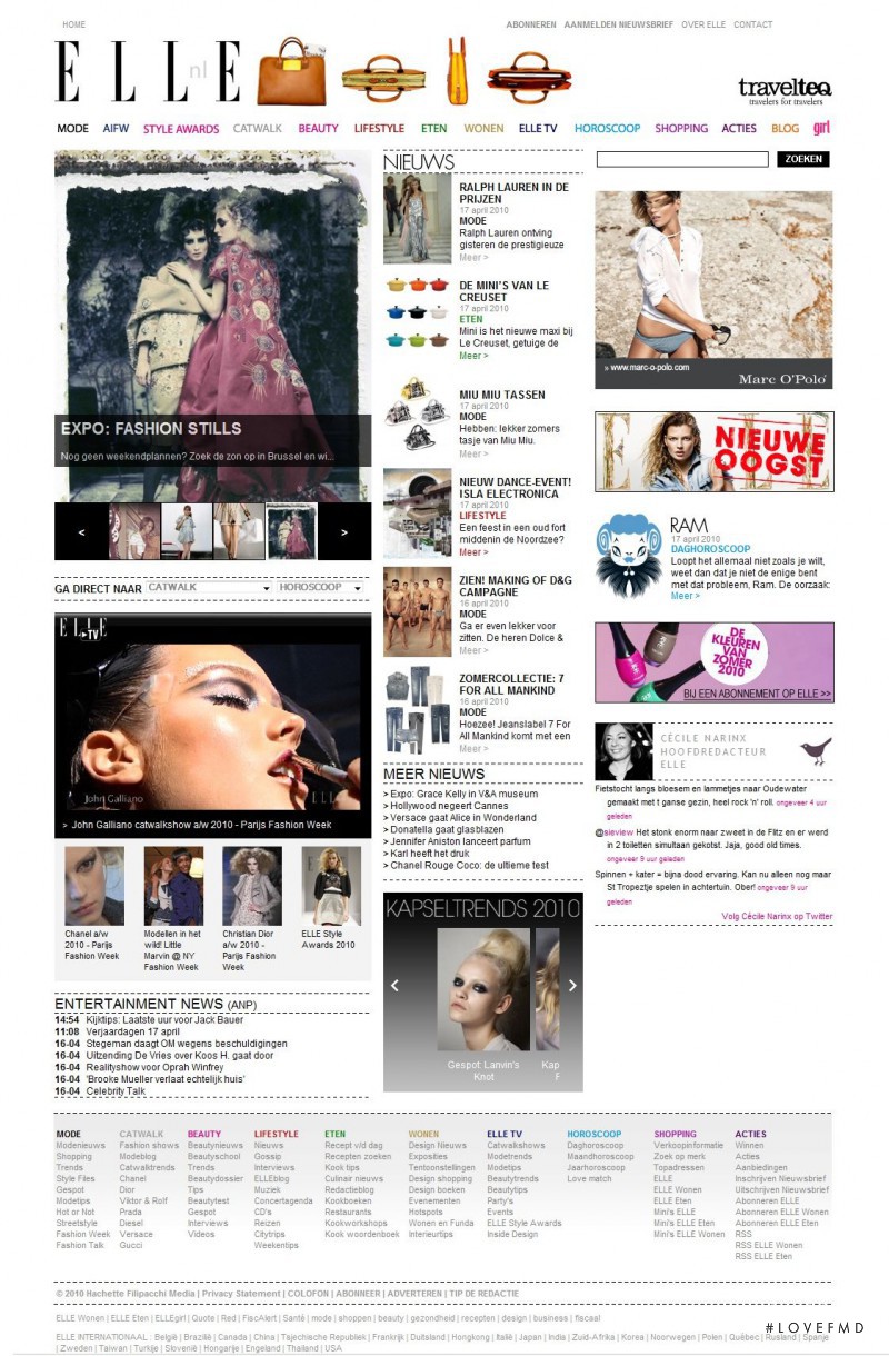  featured on the Elle.nl screen from April 2010
