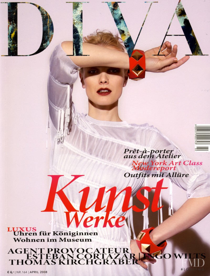 Franziska Knuppe featured on the DIVA cover from April 2008