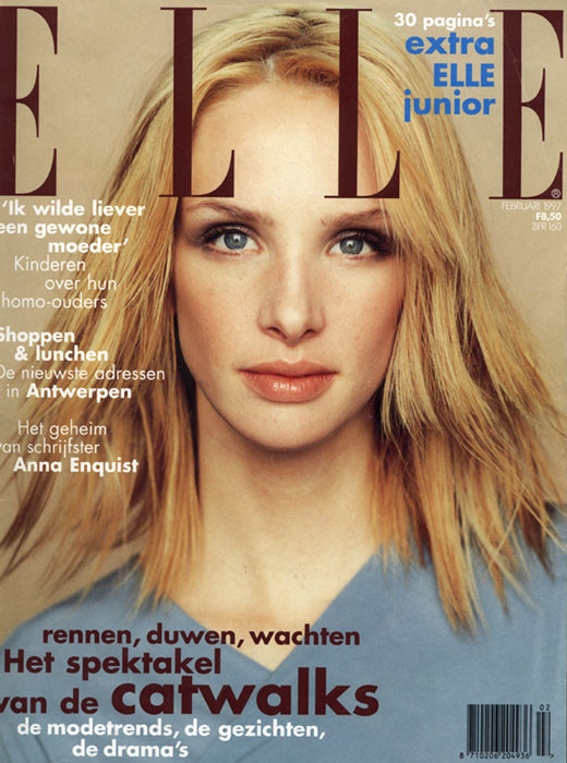 Debbie Deitering featured on the Elle Netherlands cover from February 1997