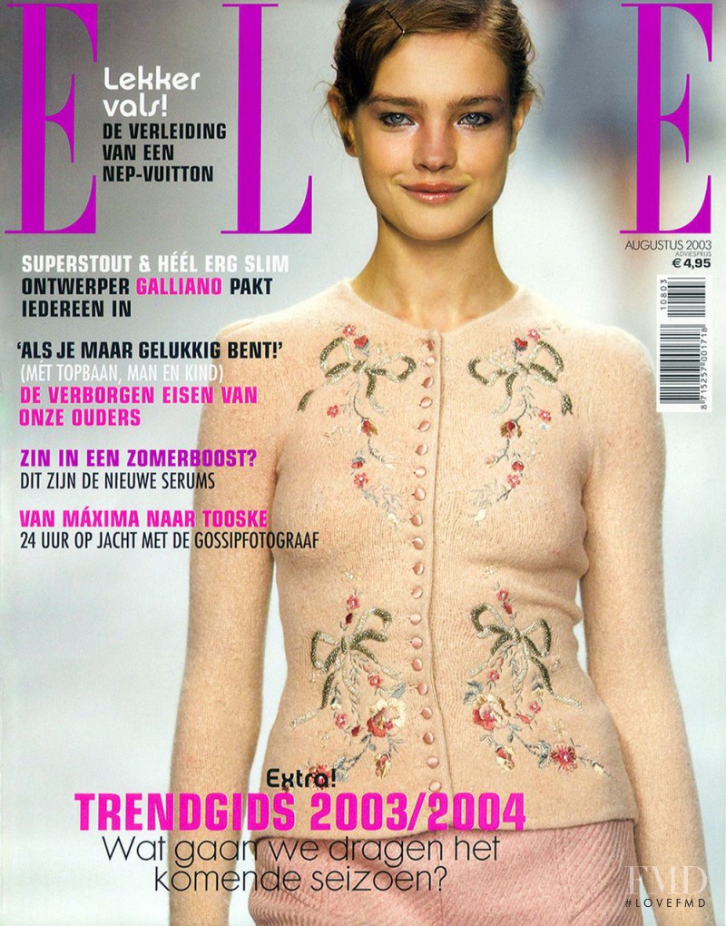 Natalia Vodianova featured on the Elle Netherlands cover from August 2003