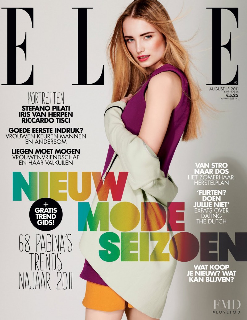 Maud Welzen featured on the Elle Netherlands cover from August 2011