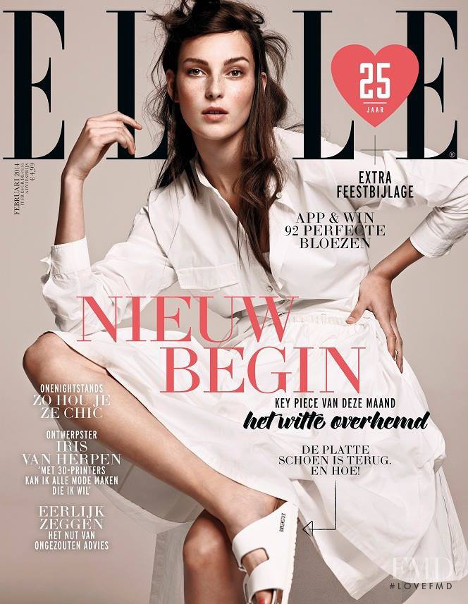 Julia Bergshoeff featured on the Elle Netherlands cover from February 2014