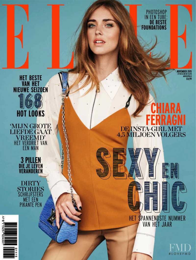 Chiara Ferragni  featured on the Elle Netherlands cover from November 2015