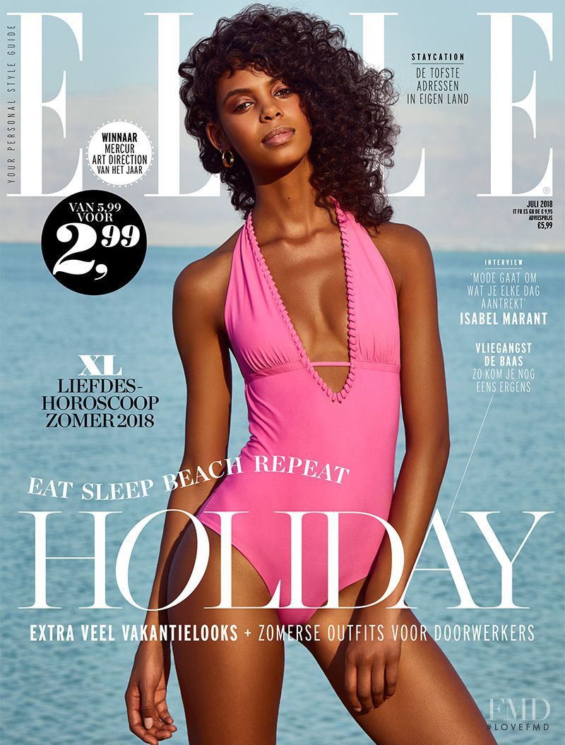 Alyssa Traore featured on the Elle Netherlands cover from July 2018
