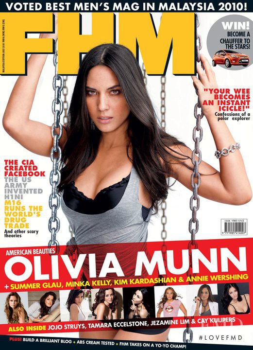 Olivia Munn featured on the FHM Malaysia cover from July 2010