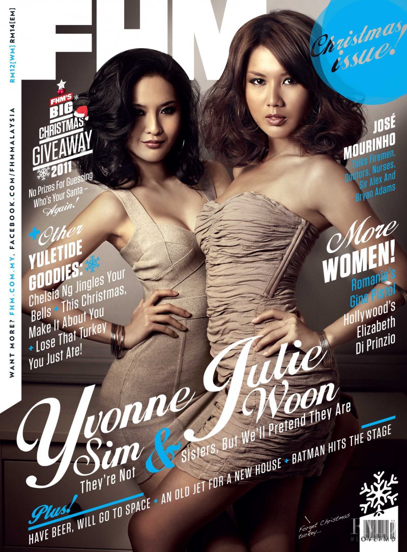 Yvonne Sim, Julie Woon featured on the FHM Malaysia cover from December 2011