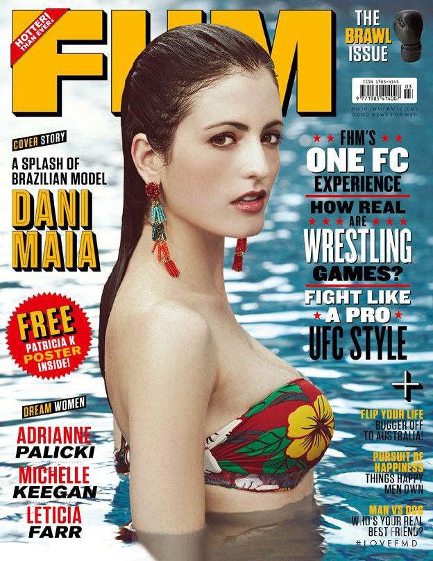 Dani Maia featured on the FHM Malaysia cover from April 2013