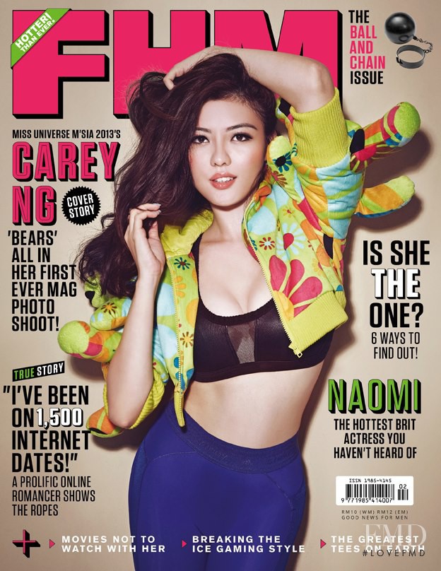 Carey Ng featured on the FHM Malaysia cover from February 2013