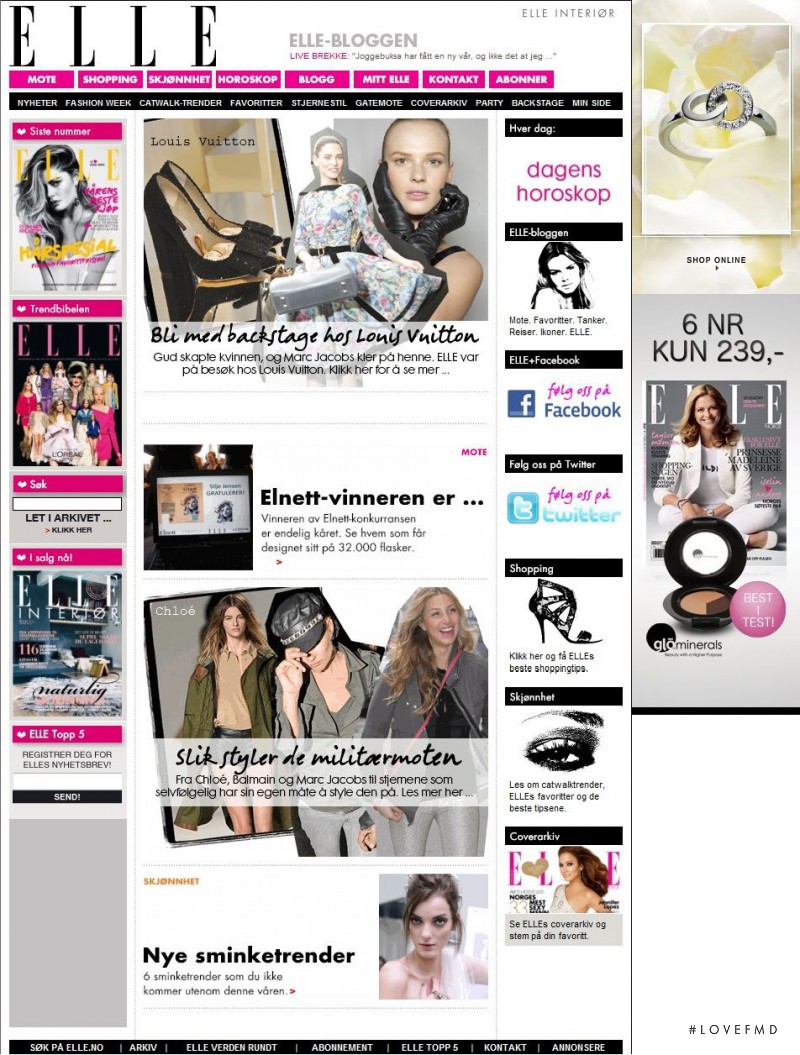  featured on the Elle.no screen from April 2010