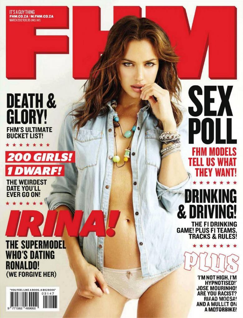 Irina Shayk featured on the FHM South Africa cover from March 2012