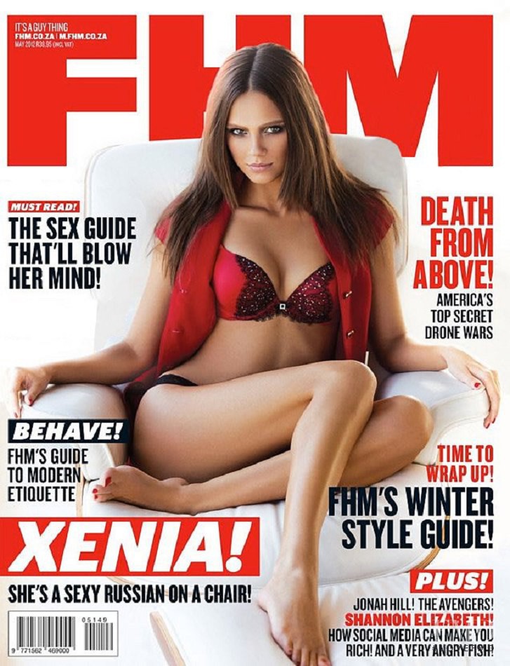 Xenia Deli featured on the FHM South Africa cover from May 2012
