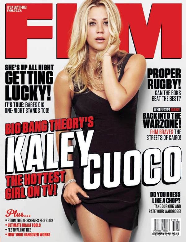 Kaley Cuoco featured on the FHM South Africa cover from September 2013