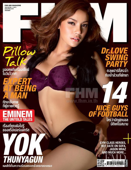 Yok Thunyagun featured on the FHM Thailand cover from November 2011