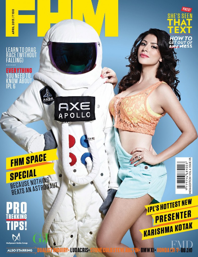 Karishma Kotak featured on the FHM India cover from April 2013