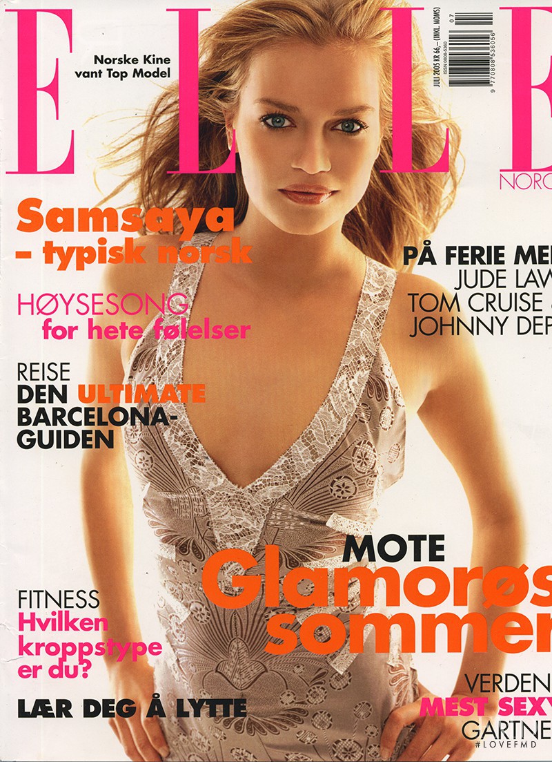 Kine Bakke featured on the Elle Norway cover from July 2005