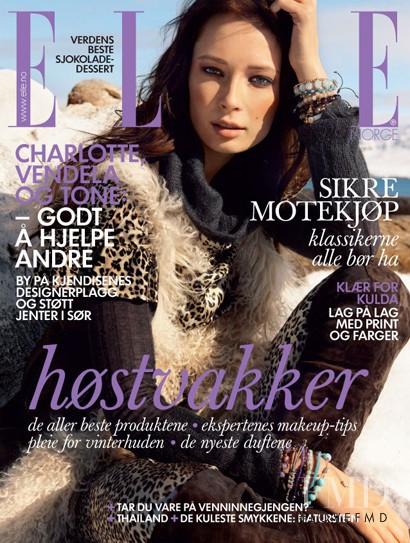 Tiiu Kuik featured on the Elle Norway cover from October 2009
