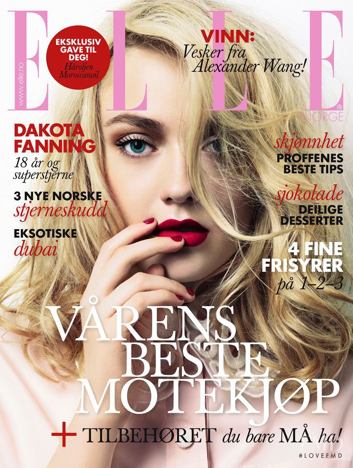 Dakota Fanning featured on the Elle Norway cover from April 2012