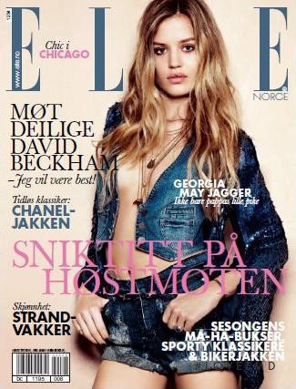 Georgia May Jagger featured on the Elle Norway cover from August 2012