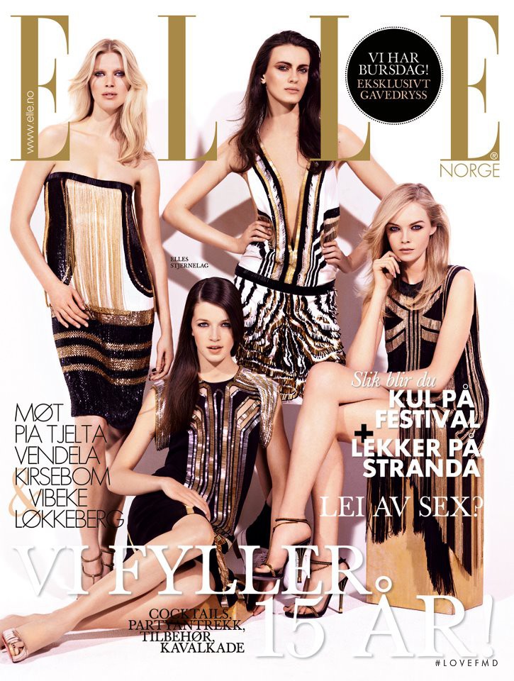Iselin Steiro, Siri Tollerod, Erjona Ala, Hanna Sorheim featured on the Elle Norway cover from July 2012