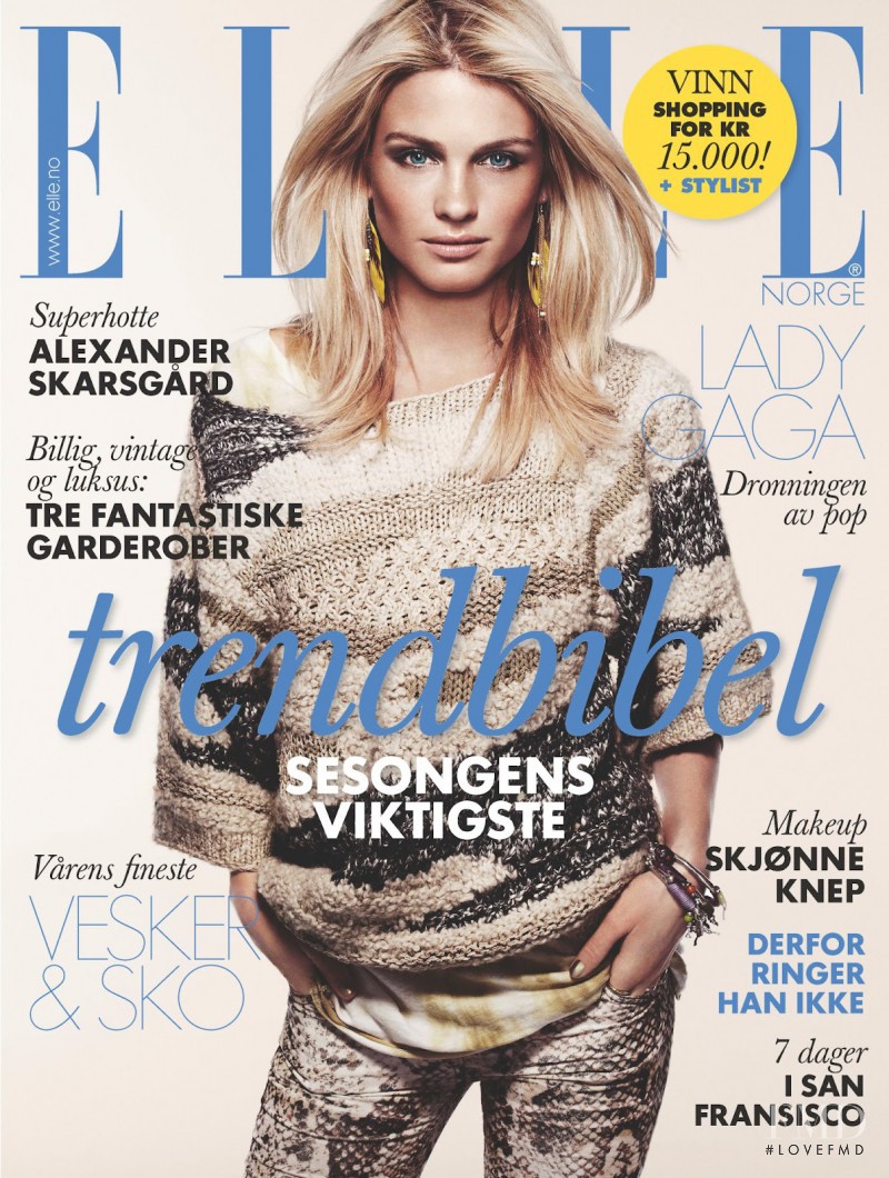 Sophia Lie featured on the Elle Norway cover from March 2012