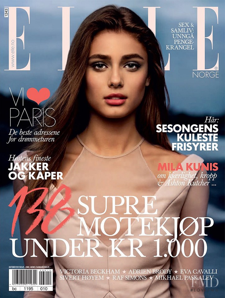 Taylor Hill featured on the Elle Norway cover from October 2012