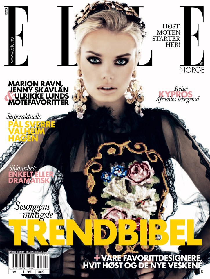 Frida Aasen featured on the Elle Norway cover from September 2012