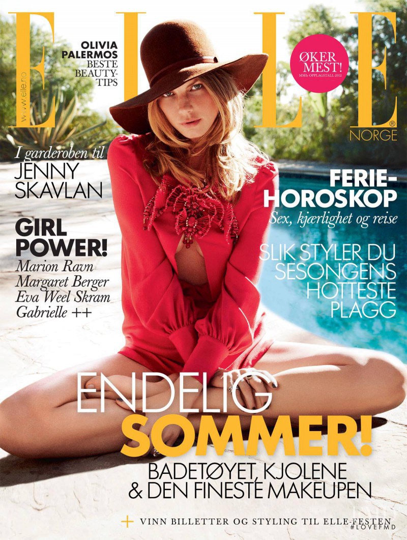 Angela Lindvall featured on the Elle Norway cover from June 2013