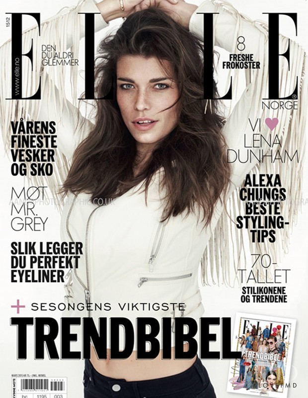 Louise Pedersen featured on the Elle Norway cover from March 2015