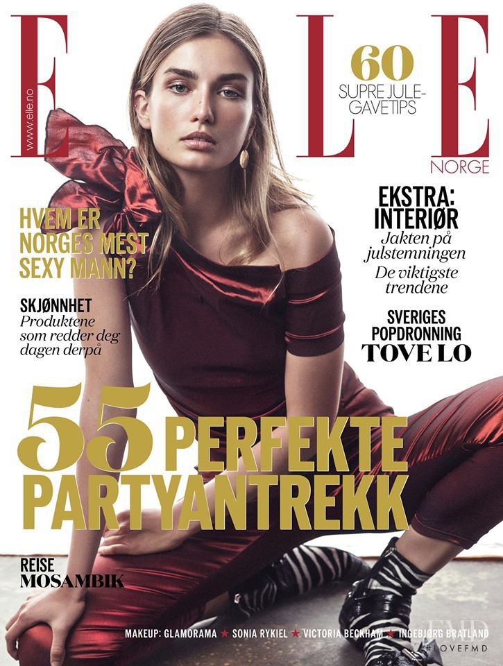 Andreea Diaconu featured on the Elle Norway cover from December 2016