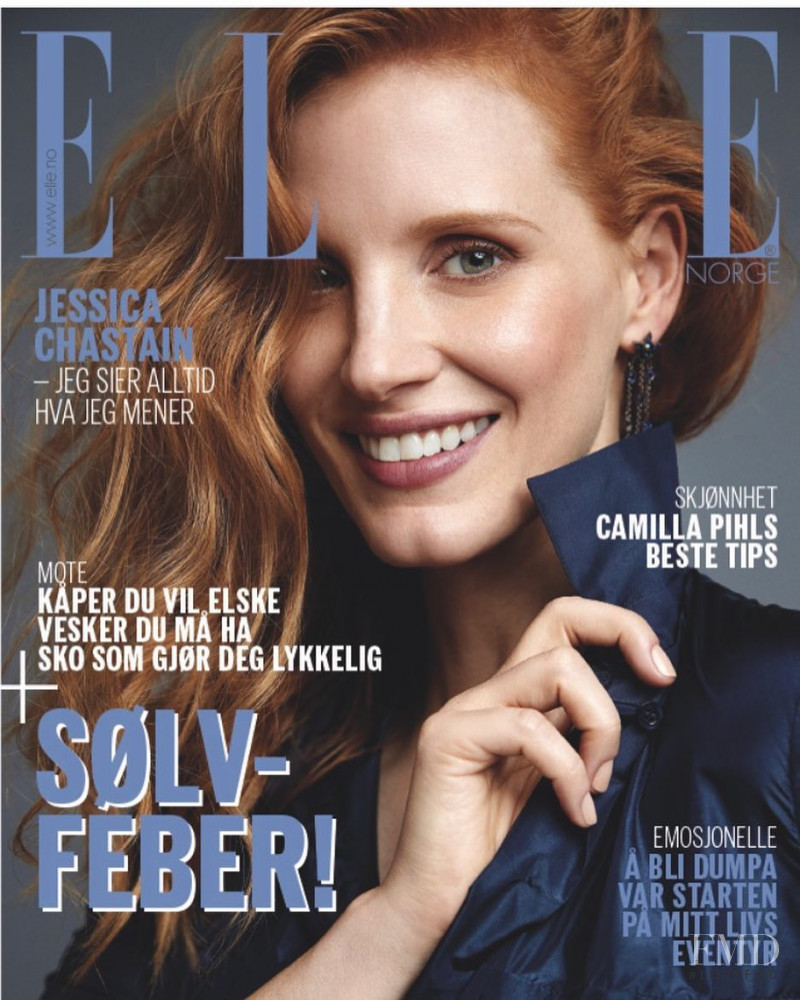 Jessica Chastain featured on the Elle Norway cover from October 2017