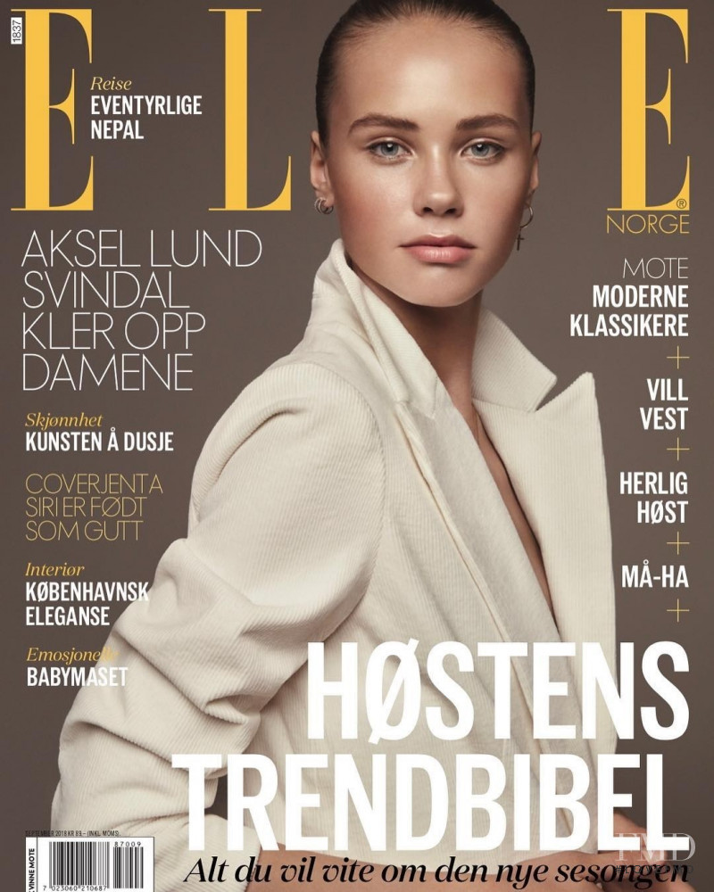 Siri Lehland featured on the Elle Norway cover from September 2018