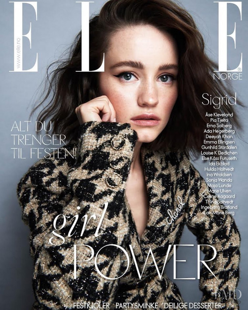Sigrid featured on the Elle Norway cover from December 2019