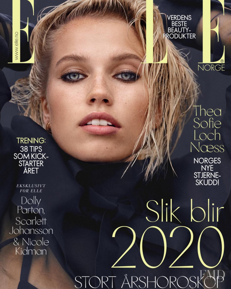 Thea Sofie Loch Naess featured on the Elle Norway cover from February 2020
