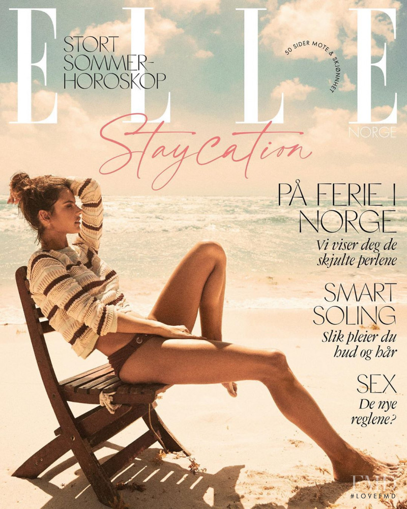 Alessandra Ambrosio featured on the Elle Norway cover from July 2020