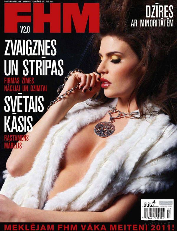 Julia Lescova featured on the FHM Latvia cover from February 2011