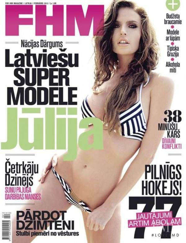 Julia Lescova featured on the FHM Latvia cover from February 2013