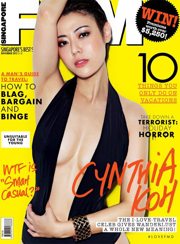 Cynthia Koh featured on the FHM Singapore cover from November 2012