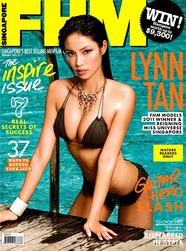 Lynn Tan featured on the FHM Singapore cover from January 2013