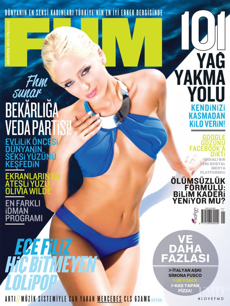 Ece Filiz featured on the FHM Turkey cover from August 2011