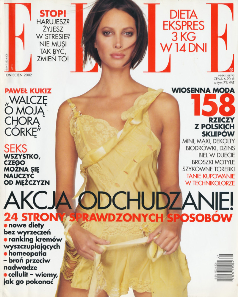 Christy Turlington featured on the Elle Poland cover from April 2002