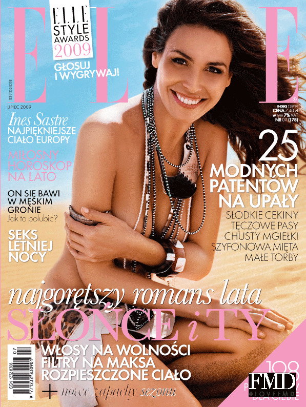 Ines Sastre featured on the Elle Poland cover from June 2009