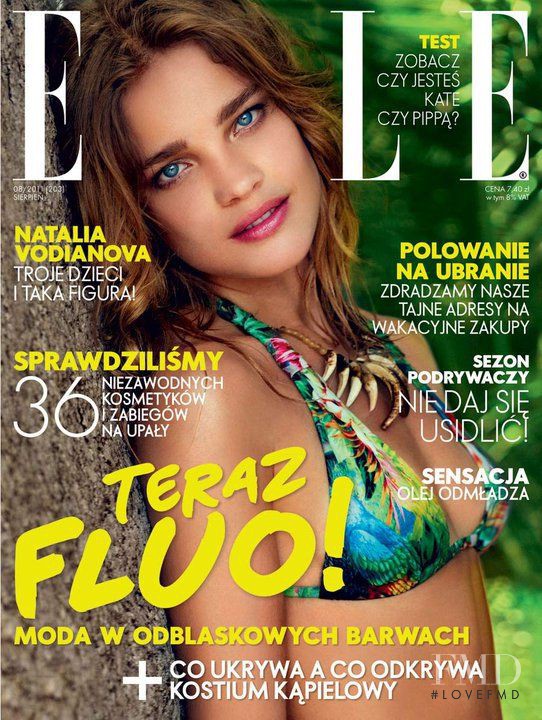 Natalia Vodianova featured on the Elle Poland cover from August 2011